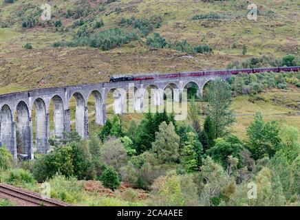 Vista sul famoso viadotto di Glenfinnan, Scotland Highland, Regno Unito Foto Stock