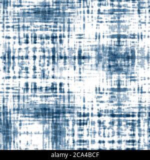 Tie dye shibori modello senza cuciture. Acquerello dipinto a mano indaco blu righe navy su sfondo bianco. Watercolor striped striped plaid texture. PR Foto Stock