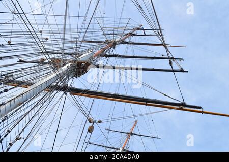 Albero di un sulla vecchia nave a vela Foto Stock