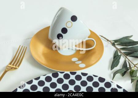 Nuova tazza di lusso per il tè da vicino Foto Stock