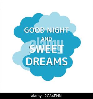 calligraphy buona notte e sogni dolci lettering vettore isolato su sfondo bianco Illustrazione Vettoriale