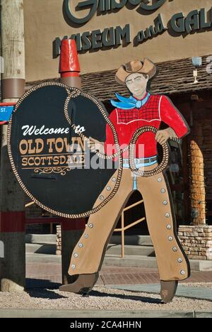 Insegna a Old Town in Scottsdale, Arizona, USA Foto Stock