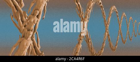 Catena di DNA fatta di uomini e donne Foto Stock