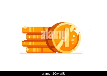 Monete gialle luminose in stile vettoriale piatto. Illustrazione Vettoriale