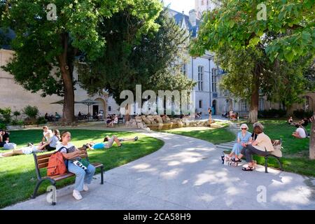 Francia, Cote d'Or, Digione, zona dichiarata Patrimonio dell'Umanità dall'UNESCO, palazzo dei Duchi di Borgogna, Piazza dei Ducs Foto Stock