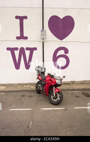 I Love W6 murale a Hammersmith, Londra ovest, Regno Unito Foto Stock