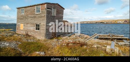 Palcoscenico di pesca, Joe batts Arm, Fogo Island, Terranova Island, Canada Foto Stock