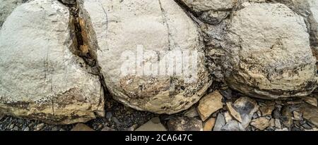 Vista delle rocce costiere, Tromboliti, Terranova Occidentale Foto Stock