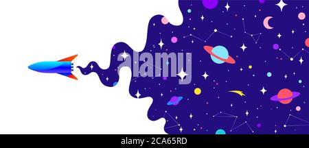 Universo. Banner motivazione con cosmo universo Illustrazione Vettoriale