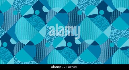 Inverno sport astratto blu geometrico senza cuciture motivo. Struttura decorativa circolare e triangoli rapport per sfondo, avvolgimento, tessuto, tessuto, tessuto, wrap, s Illustrazione Vettoriale
