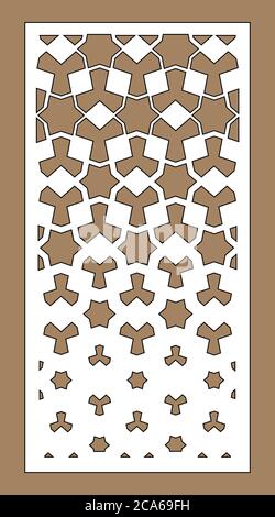 Schema laser. Pannello decorativo vettoriale per taglio laser. Modello per divisorio interno in stile arabesco. Pattern laser vettoriali Illustrazione Vettoriale