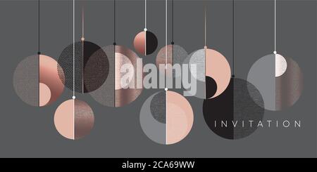 Natale concetto moderno baubles composizione geometrica. Lux e business Style elementi di design laconico xmas per scheda, intestazione, invito, poster, socia Illustrazione Vettoriale