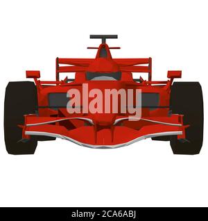 Auto da corsa a basso colore rosso poly. Vista frontale. 3D. Illustrazione vettoriale. Illustrazione Vettoriale