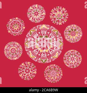 Elegante design geometrico vettoriale con grandi fiocchi di neve. Decorazioni di lusso in fiocchi di neve invernali disegnati a mano per carte, intestazioni, inviti, poster, social media, pos Illustrazione Vettoriale