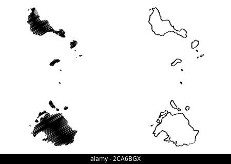 Provincia di Shefa (Repubblica di Vanuatu, arcipelago) mappa vettoriale illustrazione, abbozzamento Efate, Isole Shepherd, mappa dell'isola di Epi Illustrazione Vettoriale
