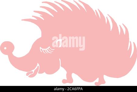 Riccio rosa su sfondo bianco per la decorazione delle immagini dei bambini. Simpatico animaletto del bambino del cartone animato. Illustrazione Vettoriale