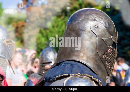 Armatura di Knight per ricostruzioni storiche, primo piano Foto Stock