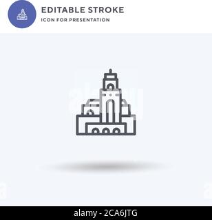 Simbolo della moschea di Hassan, segno piatto riempito, pittogramma solido isolato su bianco, illustrazione del logo. Icona della moschea di Hassan per la presentazione. Illustrazione Vettoriale