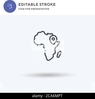 Vettore icona Africa, segno piatto riempito, pittogramma solido isolato su bianco, illustrazione del logo. Icona Africa per la presentazione. Illustrazione Vettoriale