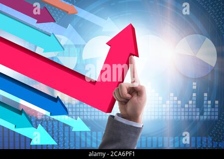 Concetto di ripresa economica con grafici a linee Foto Stock
