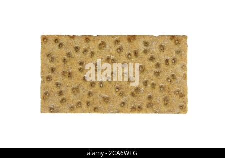 Pane di segale croccante su bianco. Il pane a basso contenuto di calorie è isolato su sfondo bianco. Foto Stock