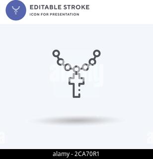 Vettore di icone rosario, segno piatto riempito, pittogramma solido isolato su bianco, illustrazione del logo. Icona del Rosario per la presentazione. Illustrazione Vettoriale