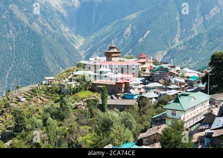 Kinnaur, India - Kappa villaggio a Rekong Peo, Contea di Kinnaur, Himachal Pradesh, India. Foto Stock