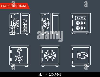 Set di icone per casseforti. Illustrazione Vettoriale