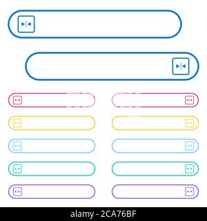 Specchia oggetto intorno alle icone dell'asse verticale nei pulsanti di menu a colori arrotondati. Variazioni delle icone sul lato sinistro e destro. Illustrazione Vettoriale