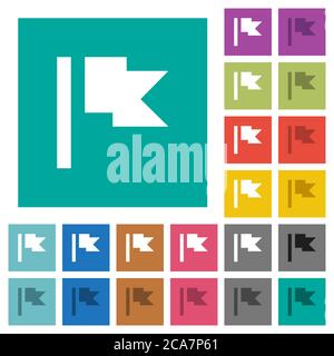 Contrassegna icone piatte multicolore su sfondi quadrati semplici. Incluse variazioni delle icone bianche e più scure per il passaggio del mouse o gli effetti attivi. Illustrazione Vettoriale