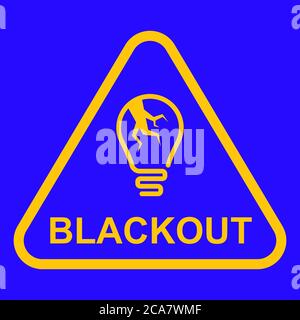 segno di blackout giallo su sfondo blu. immagine vettoriale piatta Illustrazione Vettoriale