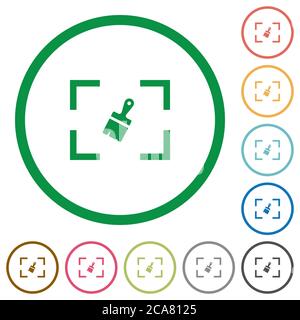 Sensore della fotocamera pulizia delle icone a colori piatte con contorni arrotondati su sfondo bianco Illustrazione Vettoriale