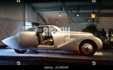 1938 Hispano-Suiza H6 Duconnet Xenia Streamliner di Saoutchik all'asta 1990 Christies Classic all'asta Quail Lodge Carmel Valley Rd Carmel California USA Foto Stock