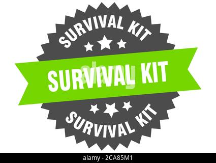kit survival etichetta a nastro isolata rotonda. segno kit survival Illustrazione Vettoriale