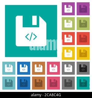 File script icone piatte multicolore su sfondi quadrati semplici. Incluse variazioni delle icone bianche e più scure per il passaggio del mouse o gli effetti attivi. Illustrazione Vettoriale