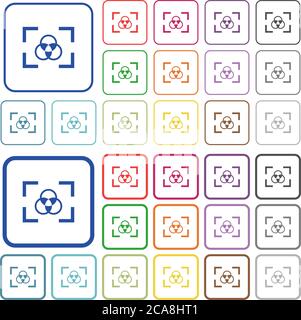 Bilanciamento del bianco della fotocamera impostazione delle icone piatte a colori in cornici quadrate arrotondate. Versioni sottili e spesse incluse. Illustrazione Vettoriale