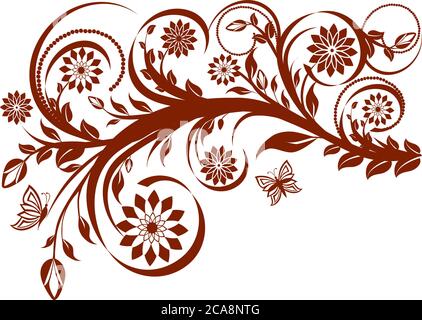 illustrazione vettoriale di uno sfondo floreale con farfalle. Illustrazione Vettoriale