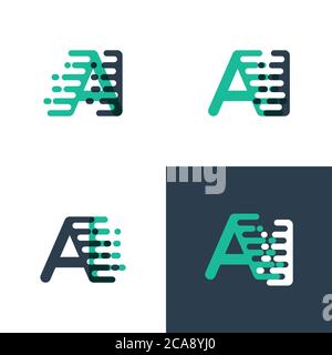 Logo lettere ai con accentuazione della velocità in verde tosca e blu scuro Illustrazione Vettoriale