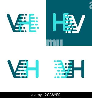 Logo VH con accento velocità verde e blu Illustrazione Vettoriale