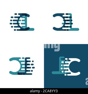 Logo CON lettere CL con accentuazione della velocità in verde chiaro e blu scuro Illustrazione Vettoriale