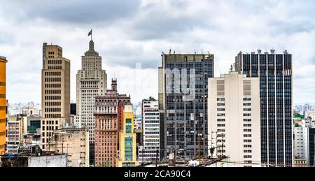 Skyline del centro di San Paolo in Brasile Foto Stock