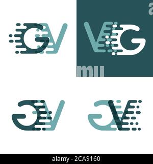 Logo GV con accentuazione della velocità in grigio e verde scuro Illustrazione Vettoriale