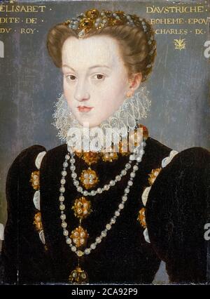 Elisabetta d'Austria (1554-1592), Regina di Francia, ritratto del Circolo di François Clouet, dopo il 1571 Foto Stock
