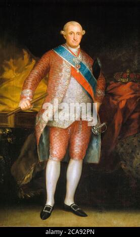 Carlo IV (1748-1819), Re di Spagna, in, vestito da corte, ritratto di Francisco Goya, 1789 Foto Stock