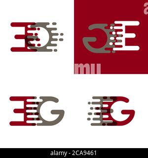 AD ESEMPIO, il logo delle lettere con accento di velocità in rosso e grigio drak Illustrazione Vettoriale