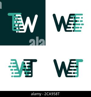 Logo WT con accento velocità verde e verde scuro Illustrazione Vettoriale