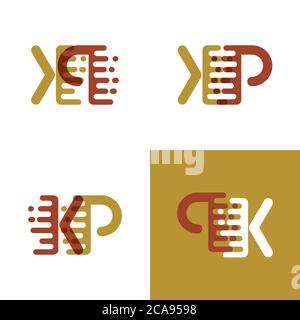 Logo con lettere KP con accentuazione della velocità in marrone chiaro e marrone scuro Illustrazione Vettoriale