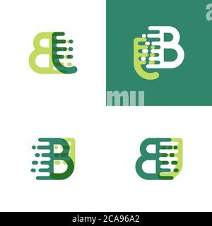 Logo BJ Letters con accentuazione della velocità in verde chiaro e verde scuro Illustrazione Vettoriale