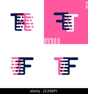 LOGO con lettere FT con accentuazione della velocità in rosa e viola drak Illustrazione Vettoriale