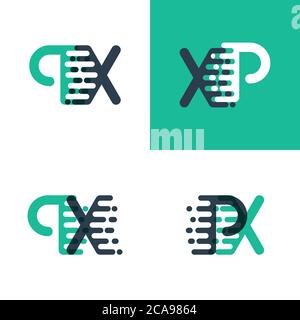 Logo PX Letters con accentuazione della velocità in verde e blu scuro Illustrazione Vettoriale